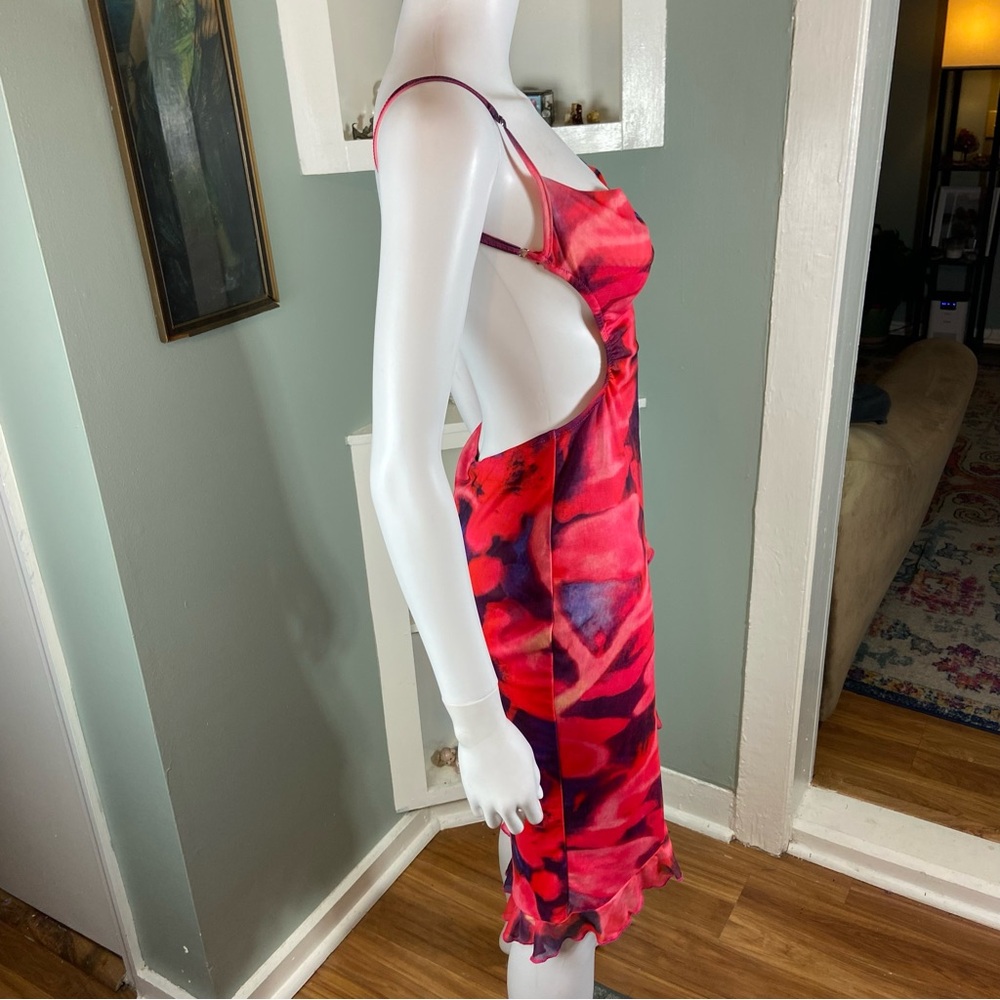 NWT New Fashion Nova She’s Electric Ruffle Pink Purple Asymmetrical Mini Dress M - Picture 7 of 13